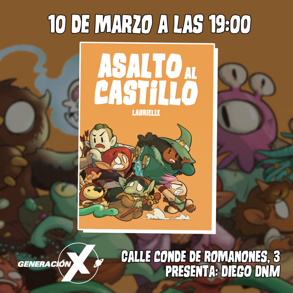 Cartel anunciando la presentación de Asalto al Castillo en Madrid el 10 de marzo