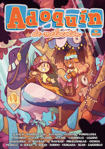 Portada Adoquín de Melocotón con el título integrado y toda la lista de autores en la parte inferior