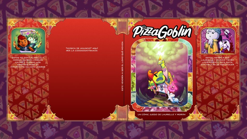 Esquema con los distintos elementos de las tapas del cómic montados con textos de prueba